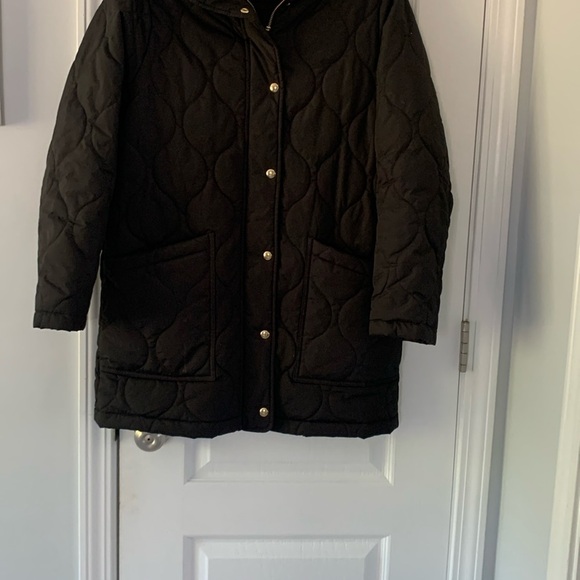 J Crew Quilted Cocoon coat size S‎ black packets winter fall - Picture 3 of 12